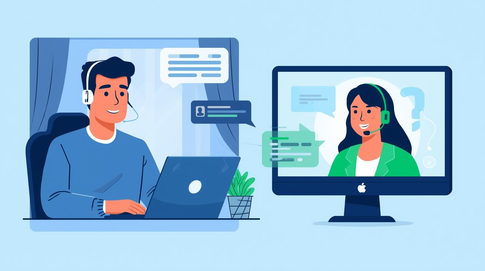 AI generovaná ilustrácia kontaktu s IT podporou