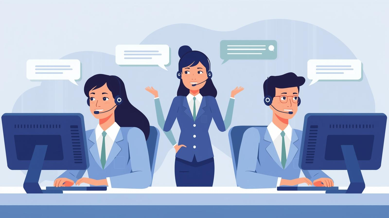 AI generovaná ilustrácia helpdesk tímu