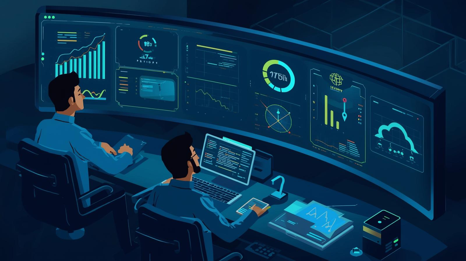 AI generovaná ilustrácia monitorovacieho dashboardu
